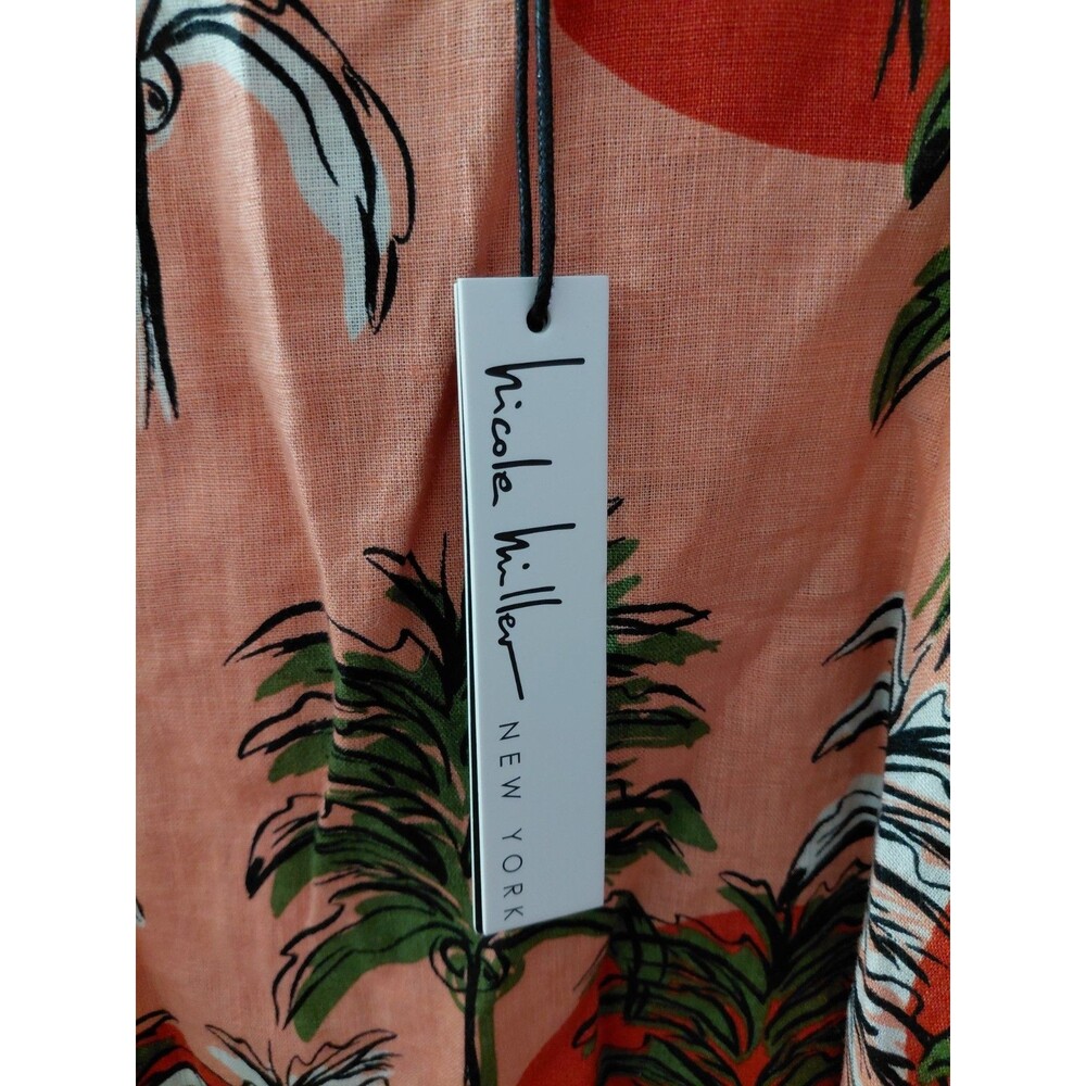NWT Nicole Miller 100% Linen Tropical Floral Shift Dress Size Small w/ Pockets - Picture 2 of 10